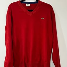 Lacoste V neck red men's sweater size 5