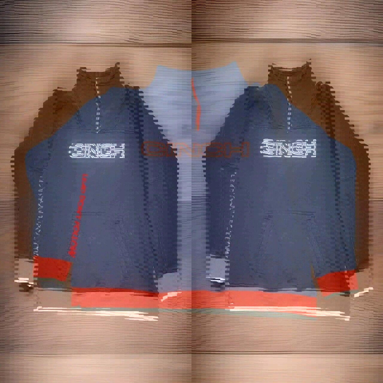 CINCH Brand Men's XXL Blue Quarter Zip Pullover Western Wear Lead Don't Follow