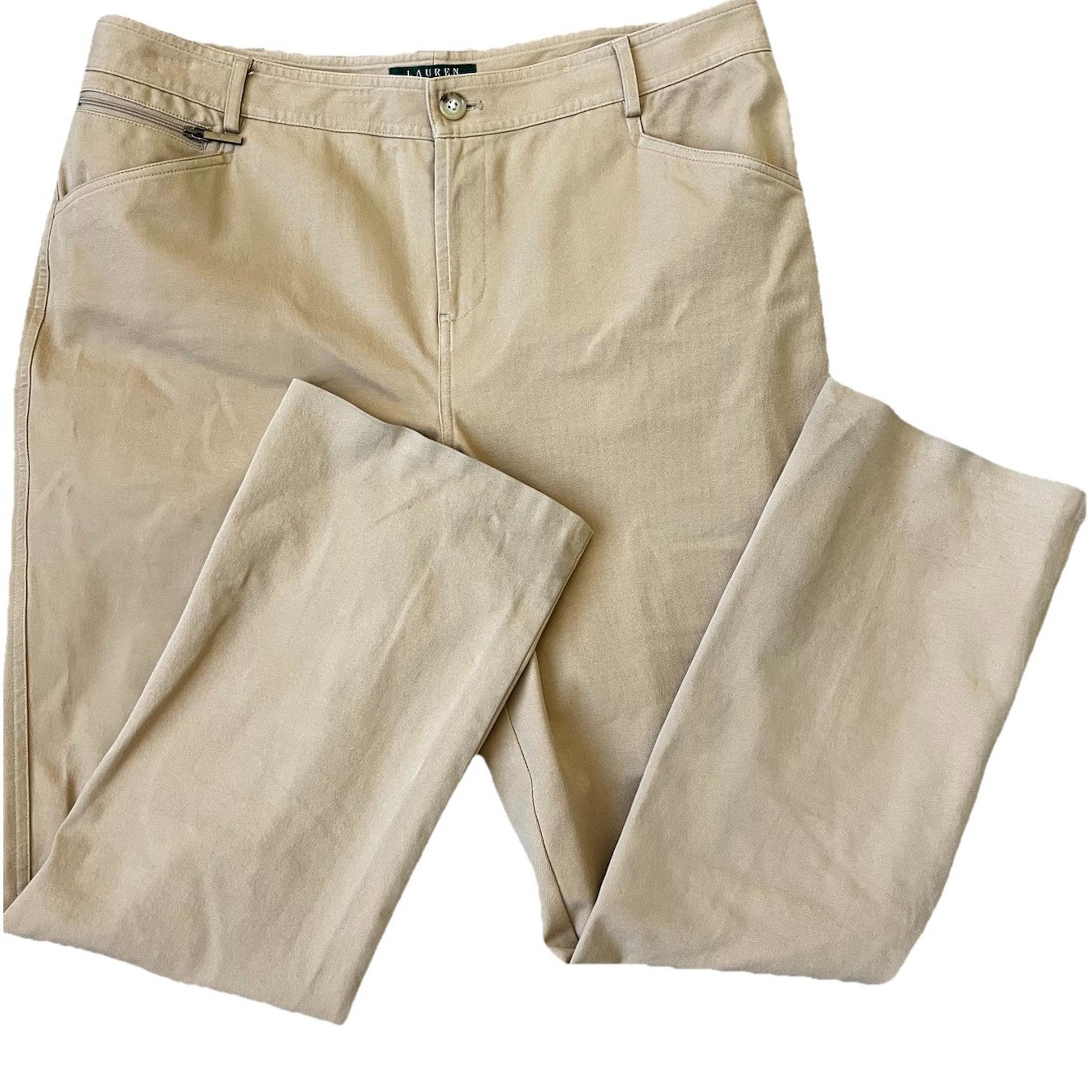 Lauren Ralph Lauren Pants Women 14P Petite Khaki Pockets Chino Outdoors Tan