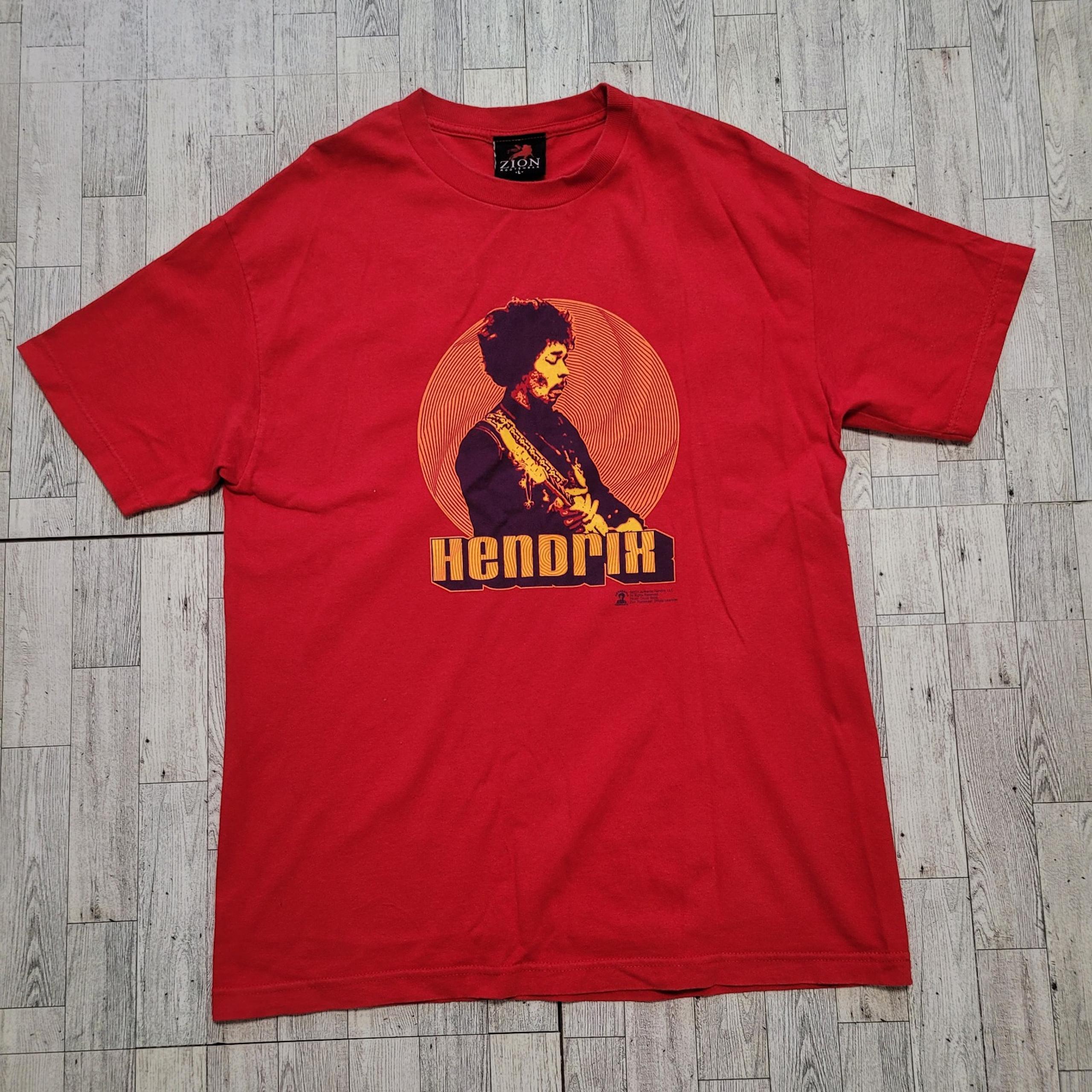 Women's Y2K Jimi Hendrix Red Graphic Band T Shirt Zion Size Large 2001
