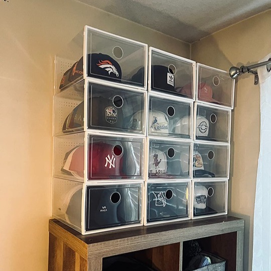 Shoe Storage Boxes with Lids,12 Pack Clear Plastic Shoe Organizers For Closet