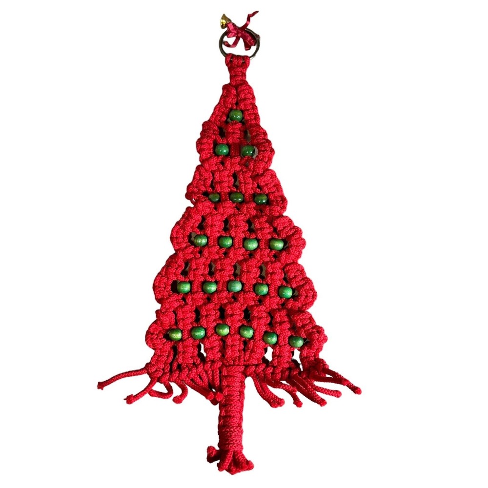 macrame Christmas tree wall hanging Boho Vintage 70's
