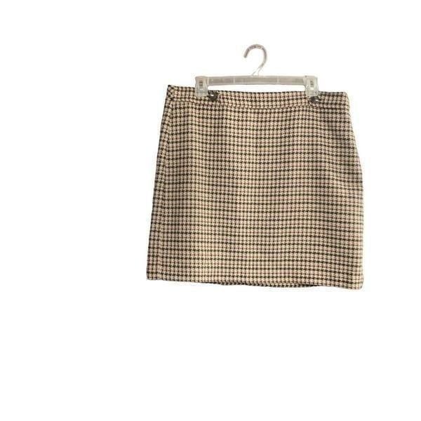 ANN TAYLOR LOFT Petites Size 14 Houndstooth Pattern Brown Skirl