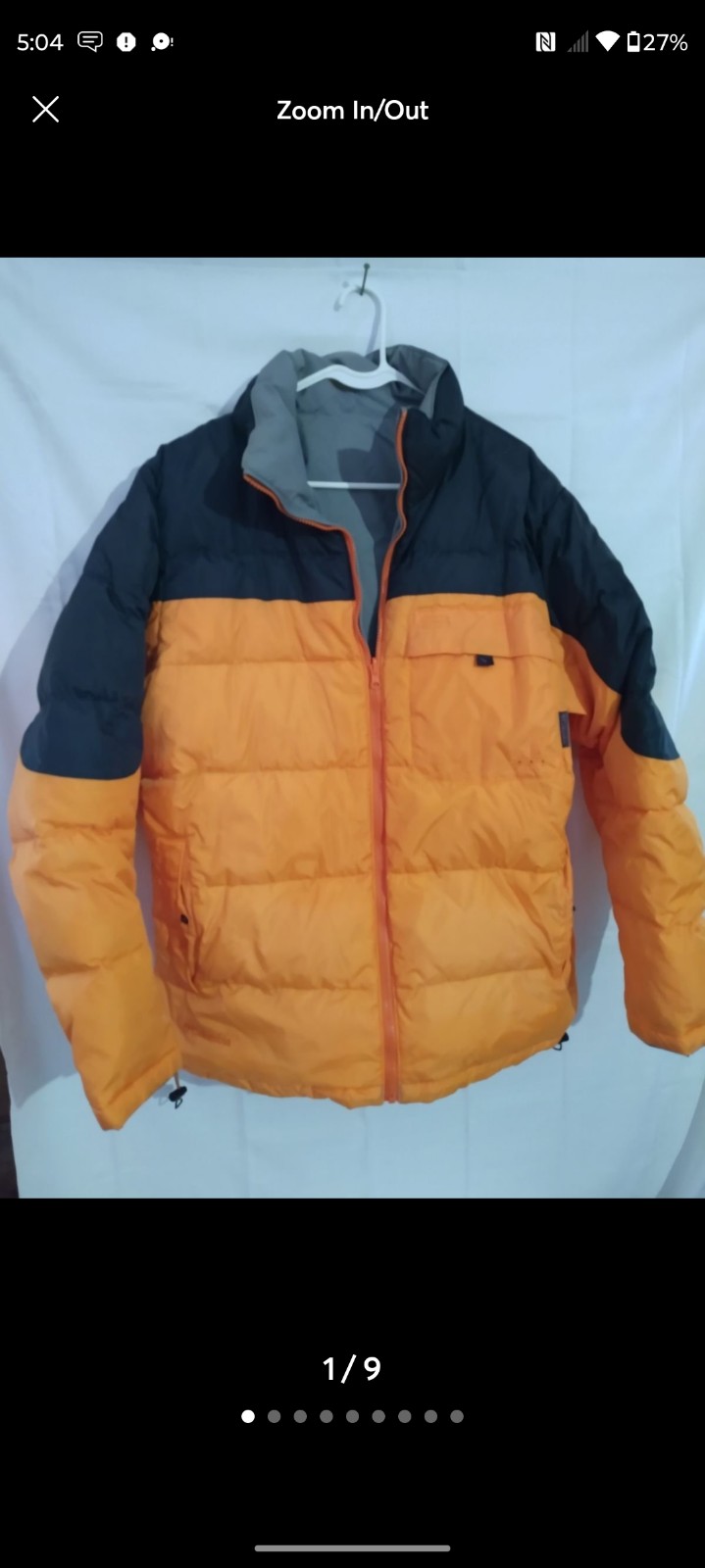 Columbia Reversible Down Filled Winter Jacket Full Zip Coat Snap Puffer Down Fil