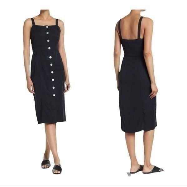 NWT Lovestitch Button Down MIdi Dress Black S