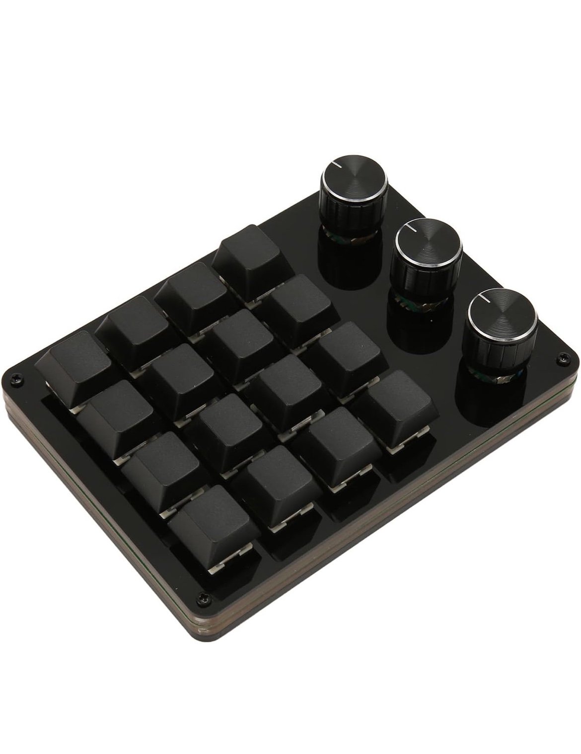 One Handed Macro Programmable Keypad, USB Mini 16 Keys 3 Knobs Hotswap Mechanica