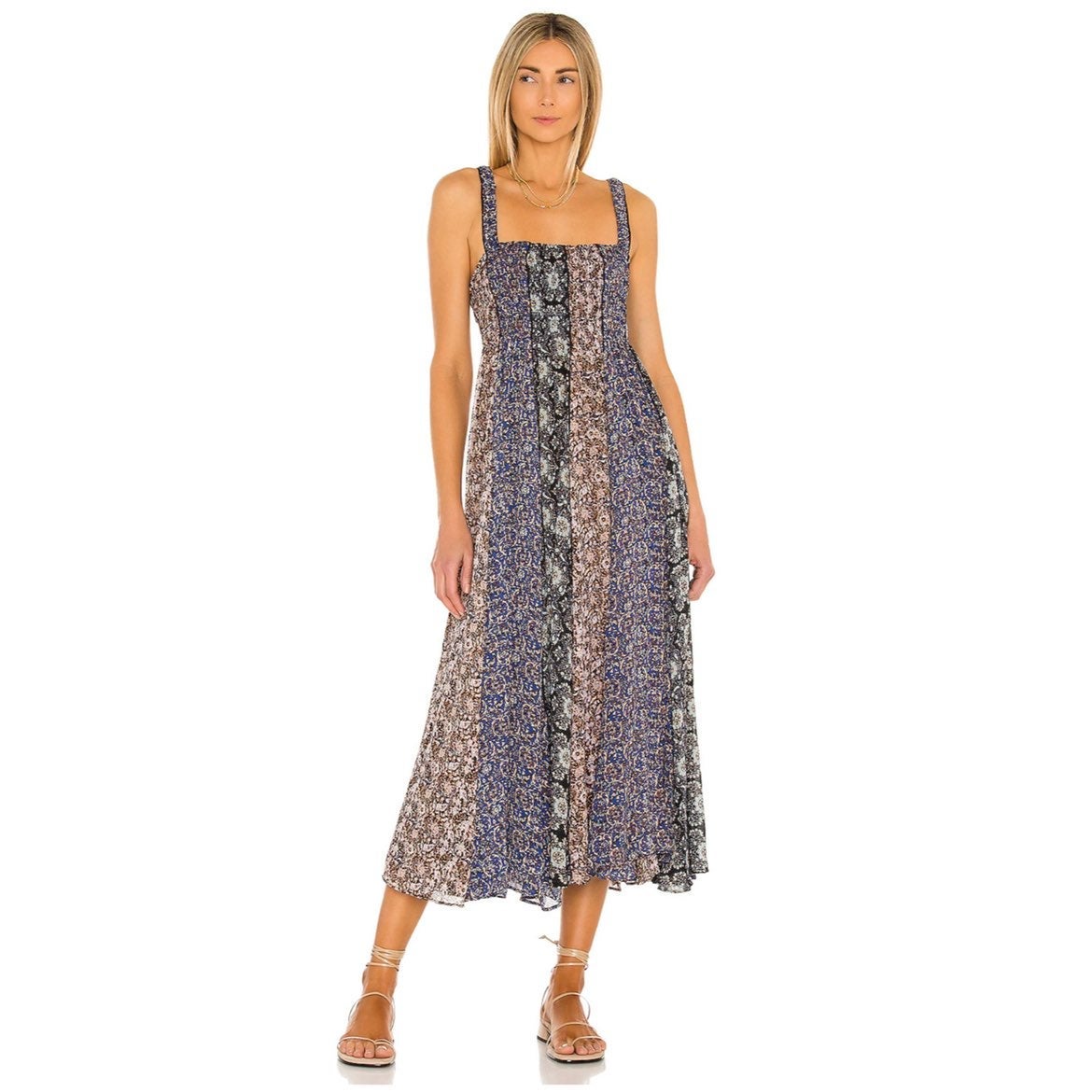 free people work of art printed maxi dress