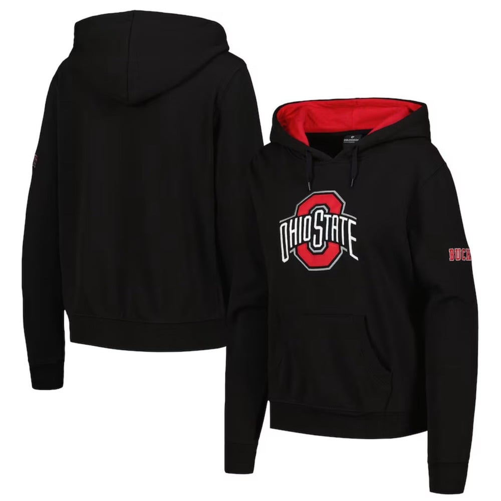 Colosseum Women's Small Black Ohio State Buckeyes Big Logo Pullover Hoodie NWOT