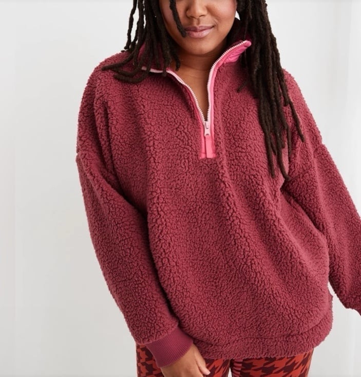Aerie Sherpa Quarter Zip Fleece Small S New NWT