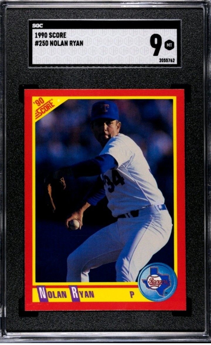 1990 Score # 250 Nolan Ryan HOF SGC 9 Mint RANGERS, HOF, K King