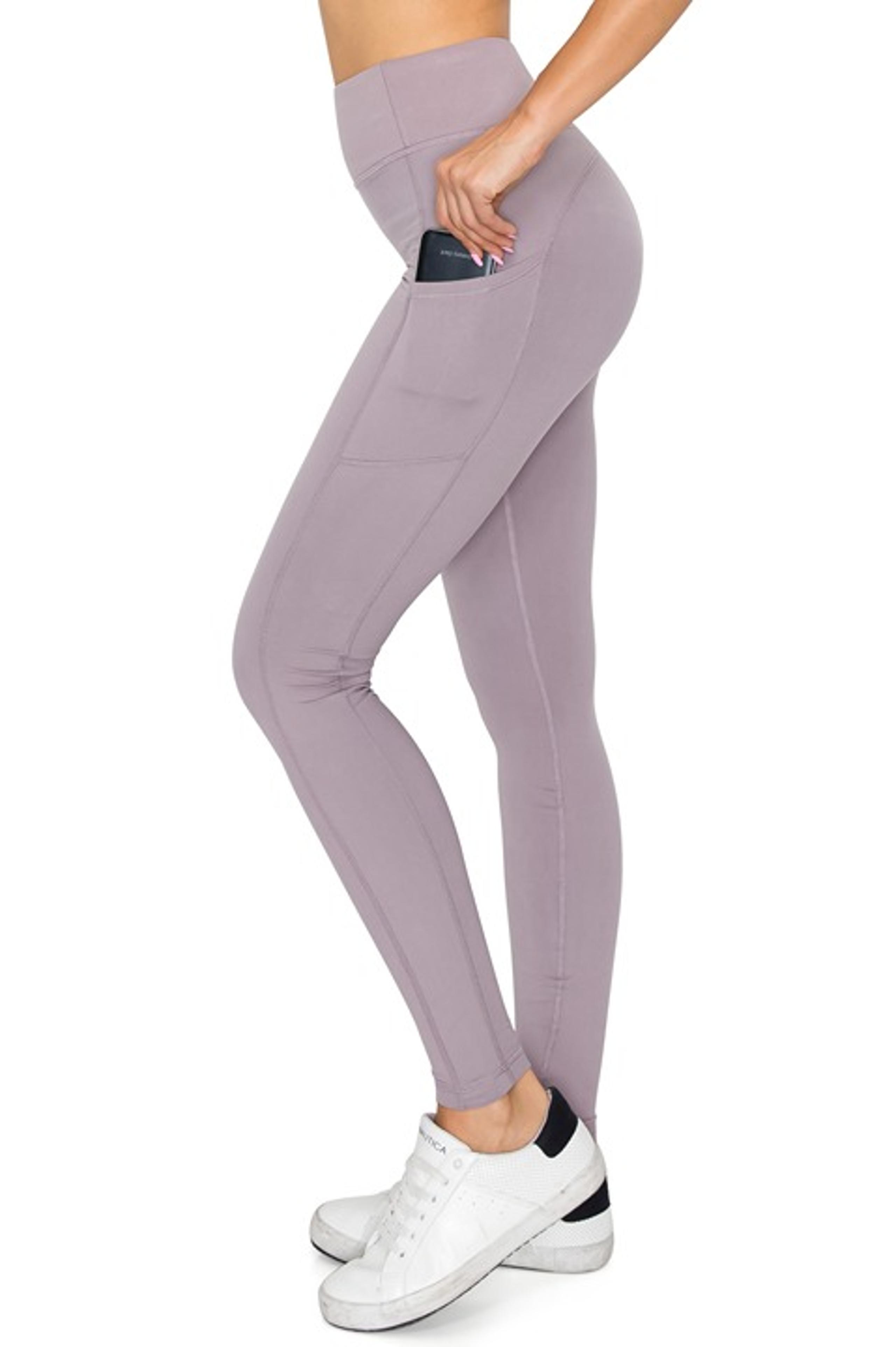 Women Sculpting Detailed High Waist Yoga Leggings w/Pockets Size 3X Violet