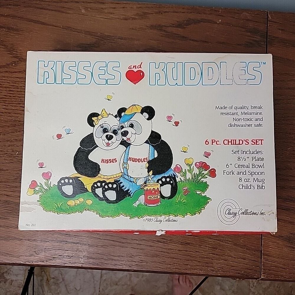 Vtg 1985 6 Piece Child's Dish Set Panda Bears Melamine New Old Stock Taiwan