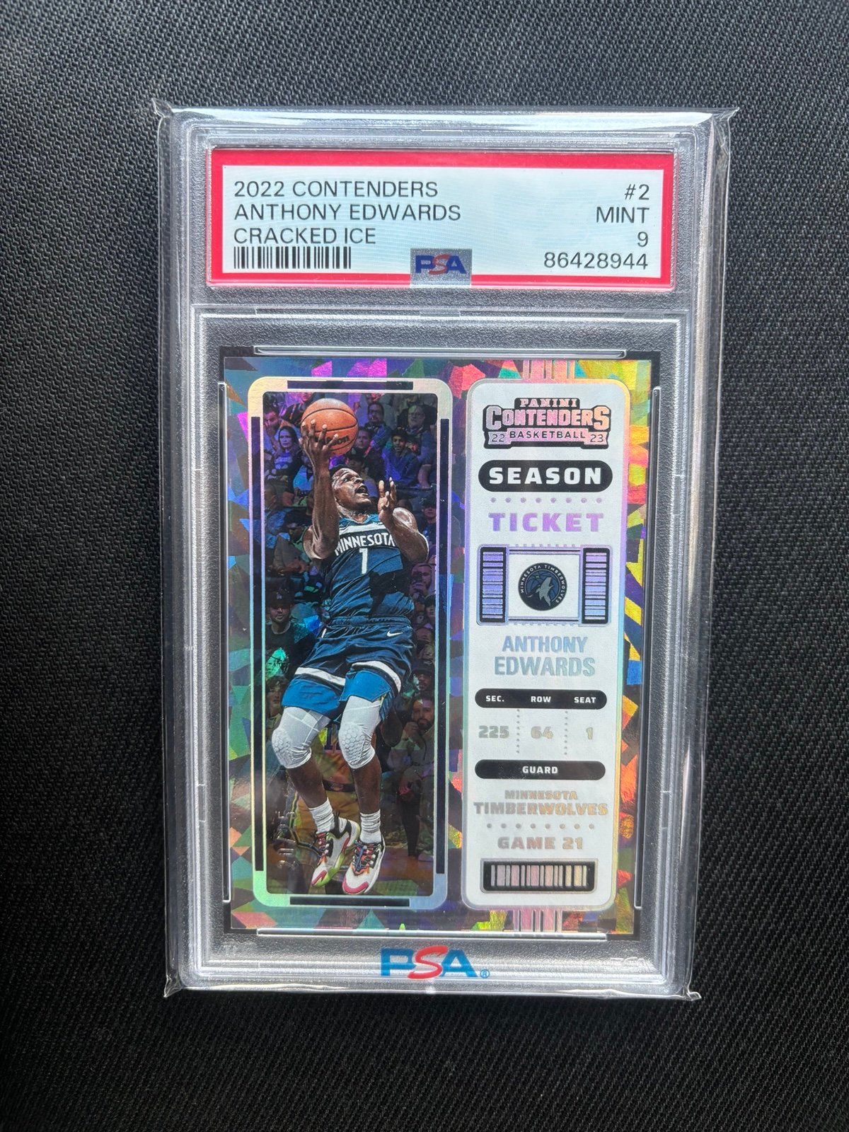 2022 Panini Contenders Anthony Edwards /25 Cracked Ice PSA 9