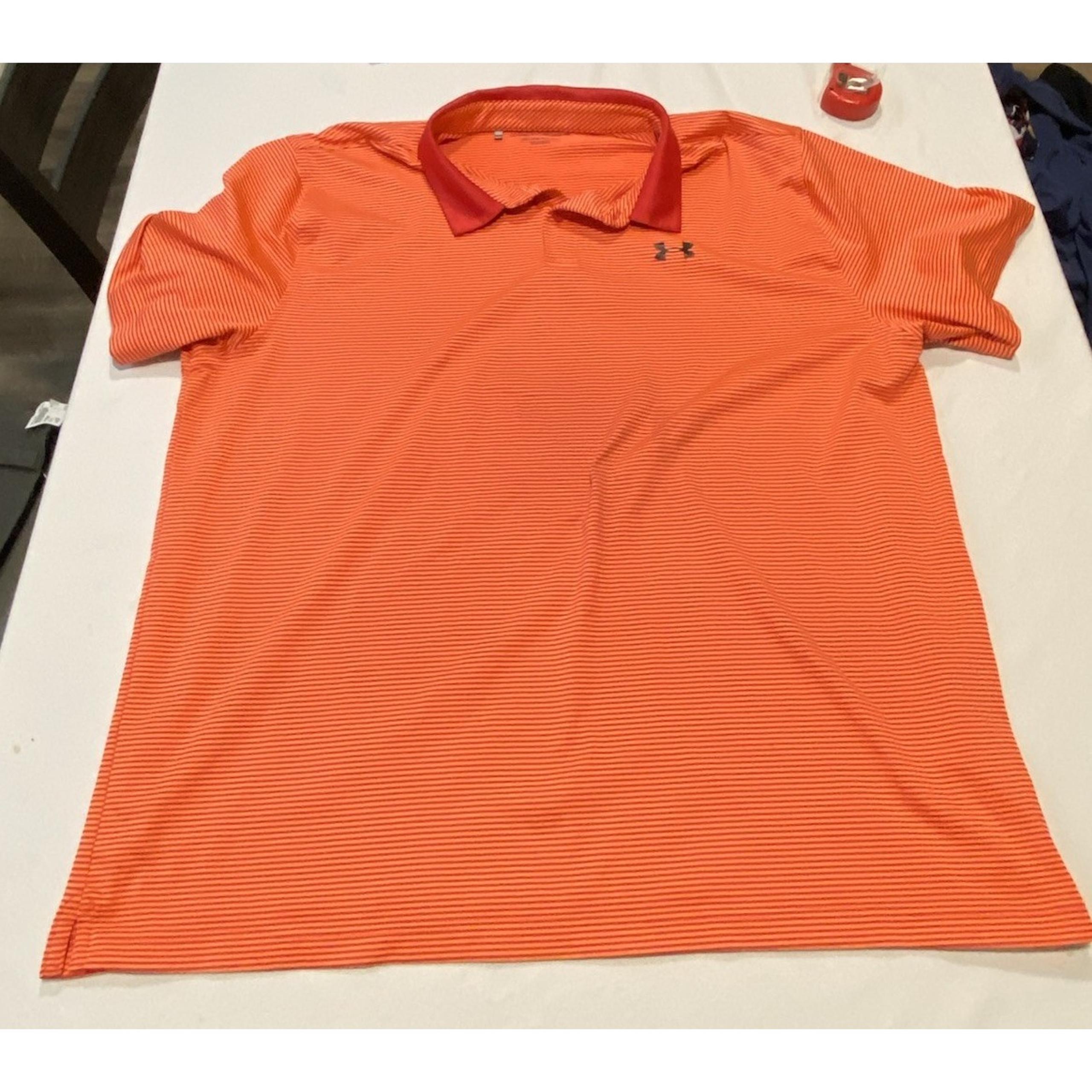 The Performance Polo Men's 3XL Orange Shirt Golf Striped Stretch - Under Armour