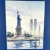 Vintage The Statue of Liberty New York City Skyline World Trade Center Twin Towe