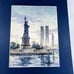 Vintage The Statue of Liberty New York City Skyline World Trade Center Twin Towe