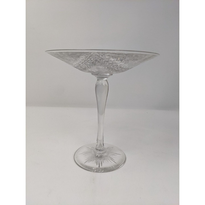 Antique Hawkes Crystal Etched Centerpiece Compote Pedestal Bowl 7.25