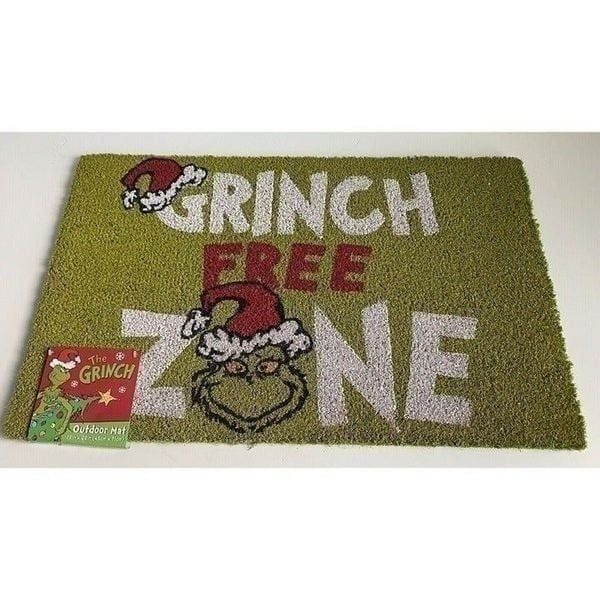 Grinch Free Zone Coir Doormat Welcome Mat Christmas Holiday Porch NEW
