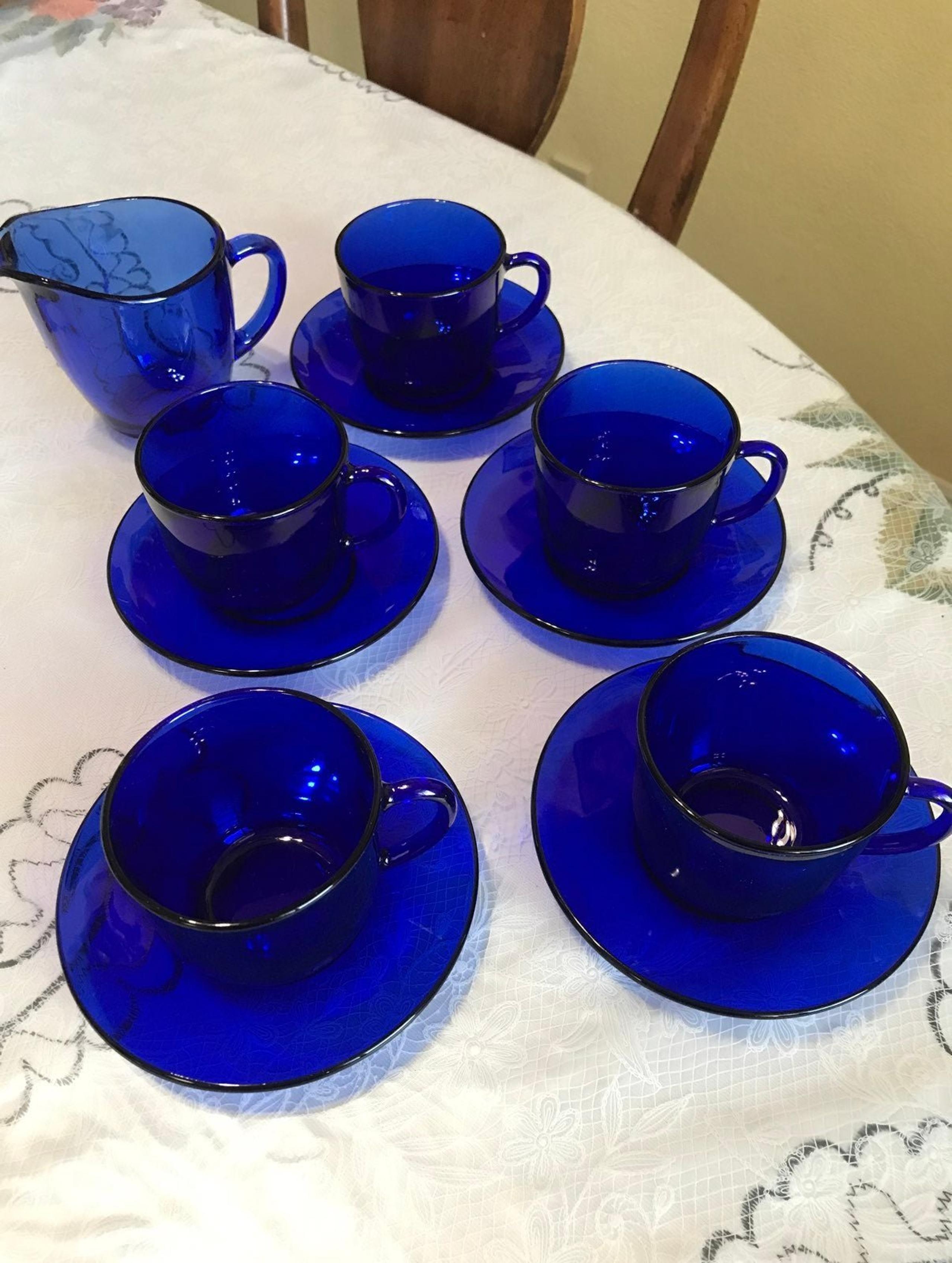 Cobalt Blue tea cups and plates