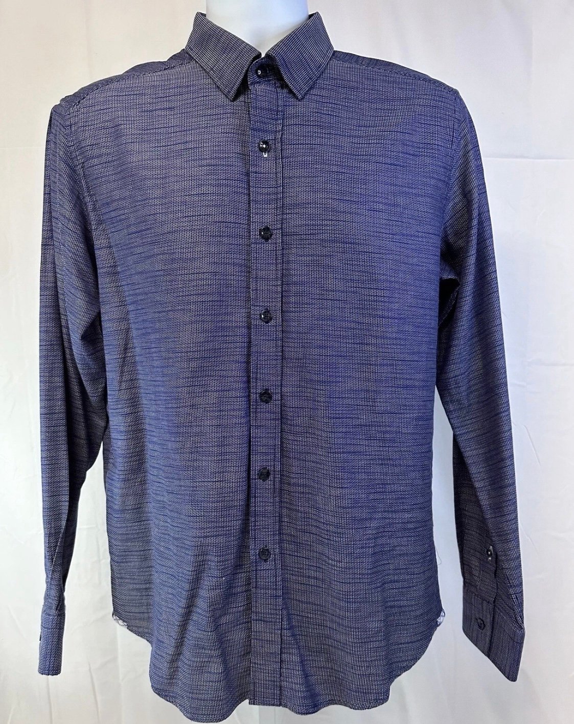 Robert Graham Button Up Shirt Modern Americana Size Med Blue Designer