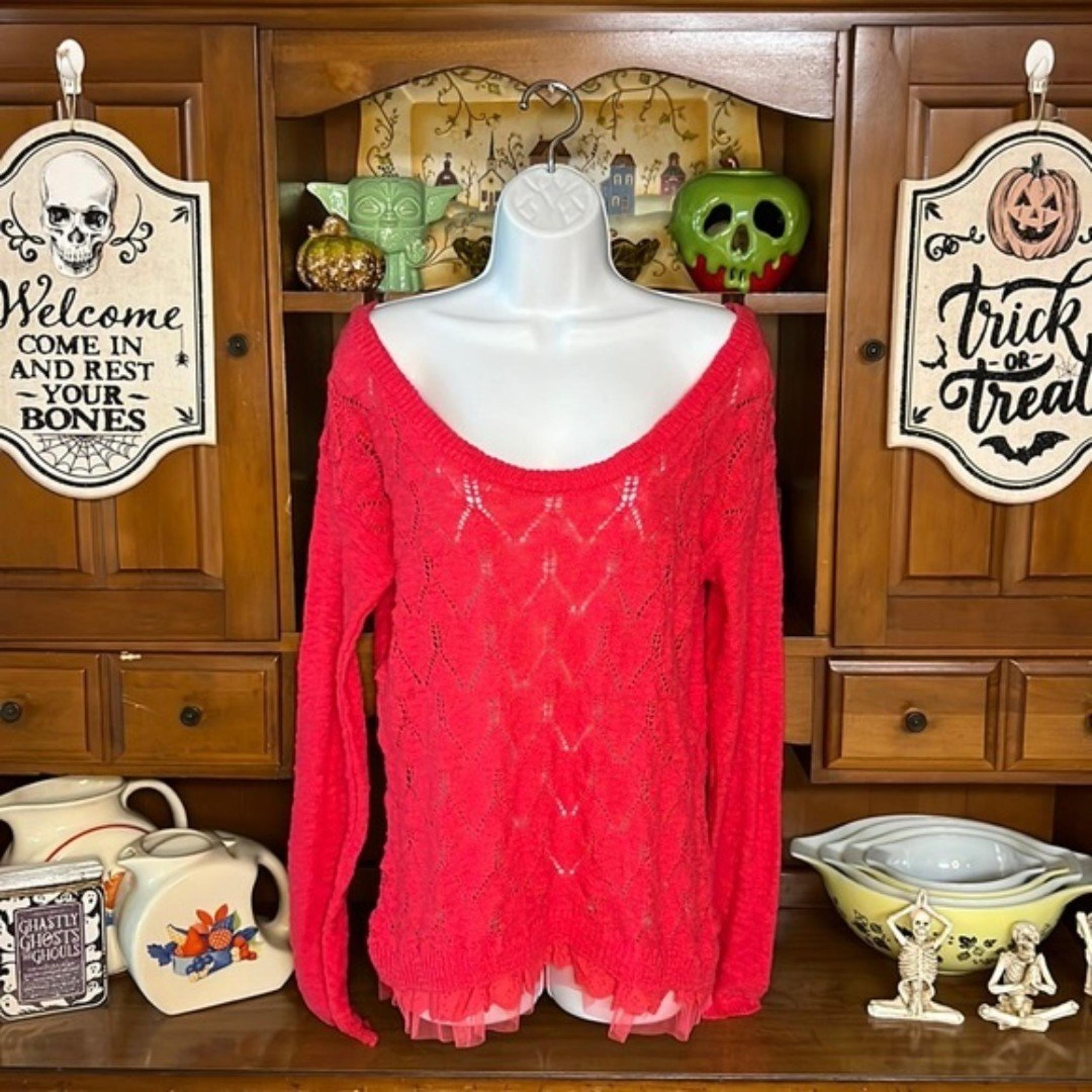 American Rag Scoop Neck Sweater Azalea Small