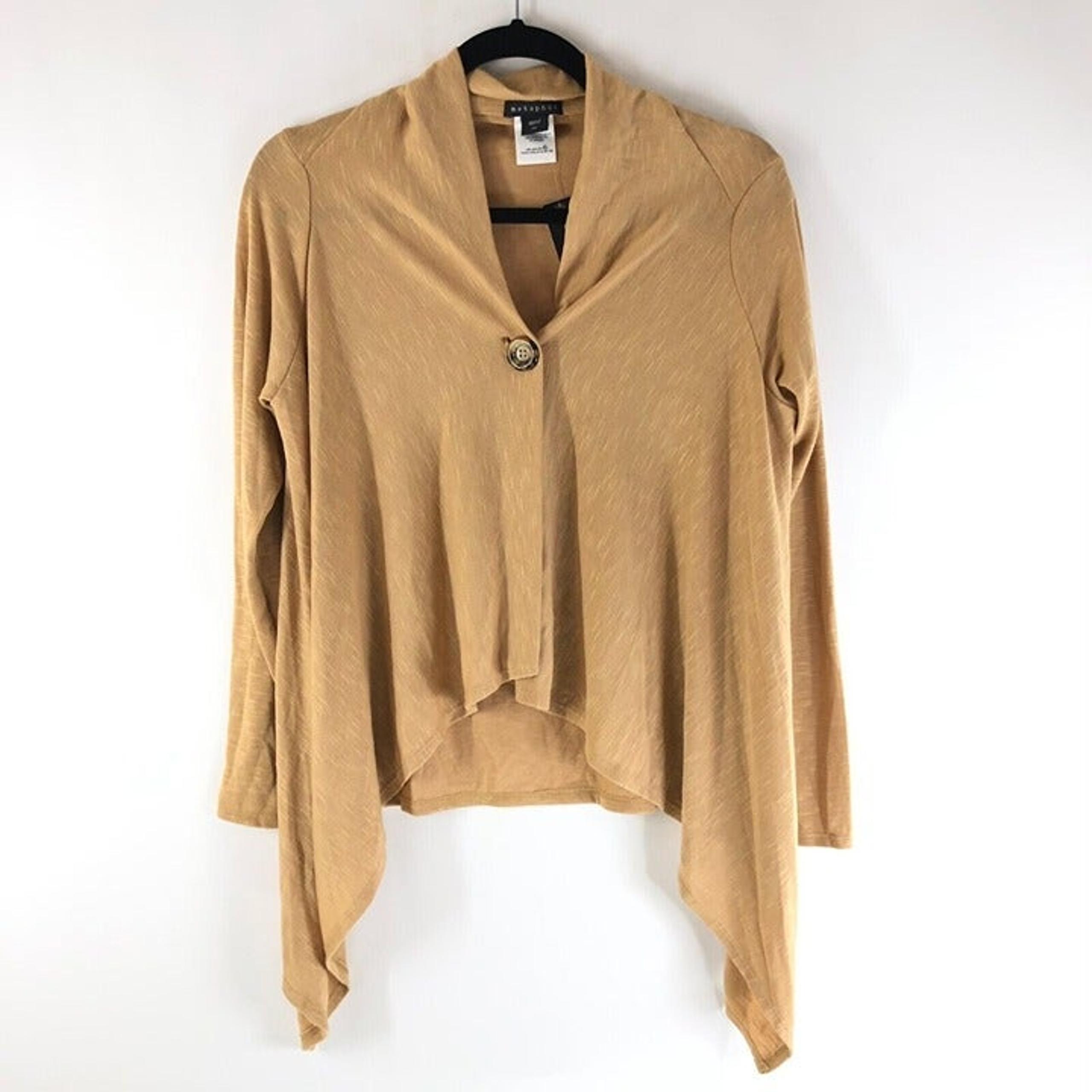 Metaphor Womens Cardigan Sweater Asymmetric One Button Beige Size S