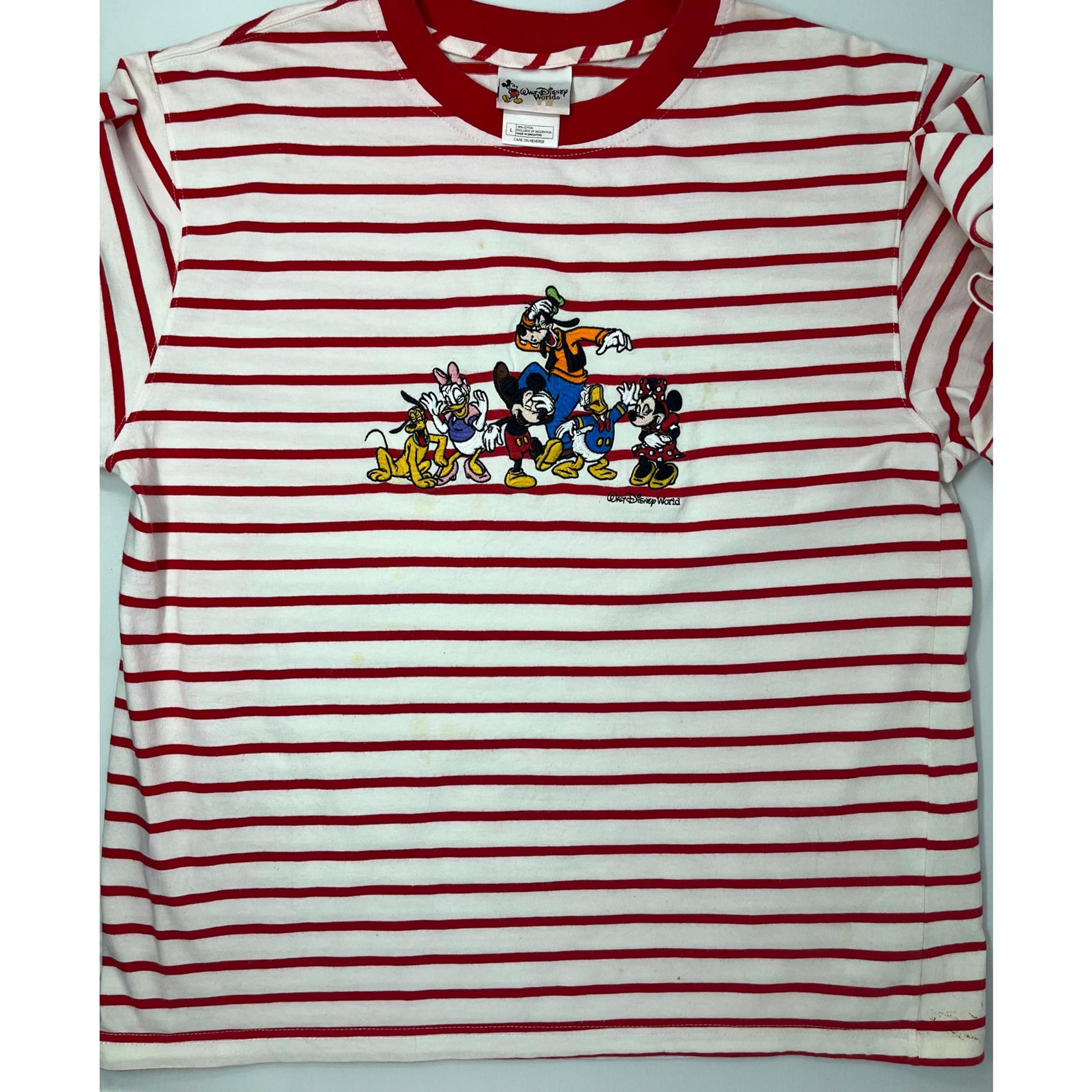 Walt Disney World Embroidered Mickey and gang Women's Cotton Blouse with stains