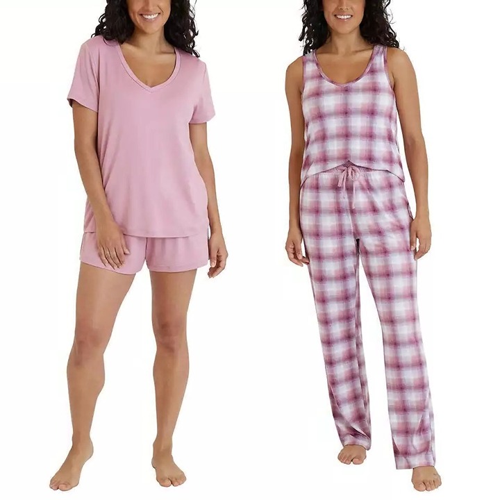 Eddie Bauer Lg 4-Piece Pajama Set Shirt Tank Top Shorts Pants Sleepwear Lounge