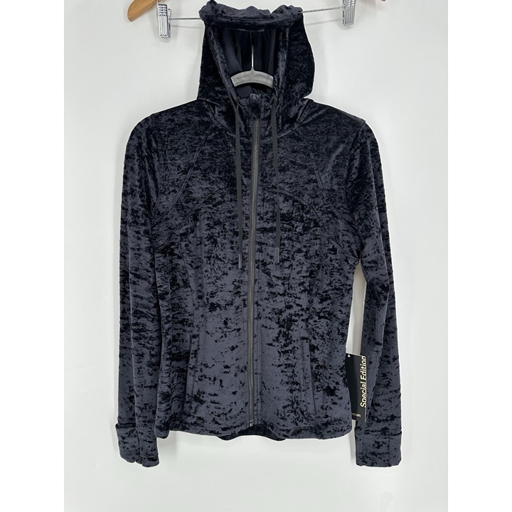 Lululemon Black Hooded Define Jacket Crushed Velvet Womens 10 NWT