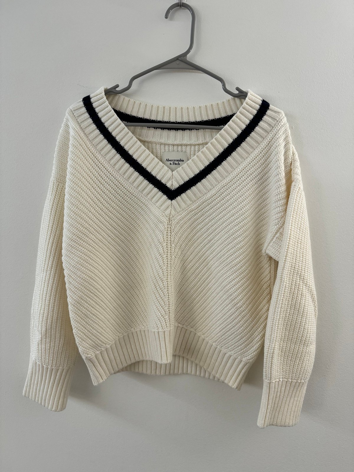 Abercrombie White Academia Sweater
