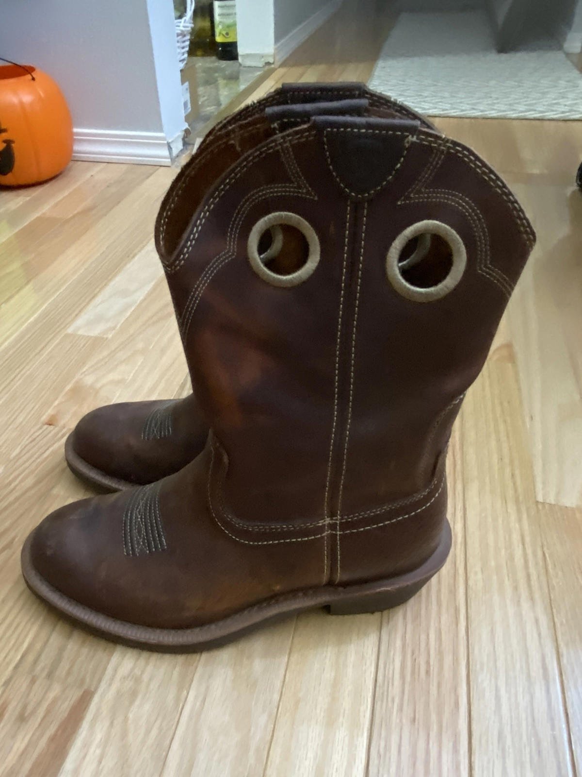 Ariat Trail Hand Work Boot Mens 8.5 EBrown Leather Western Cowboy Roper 10002277