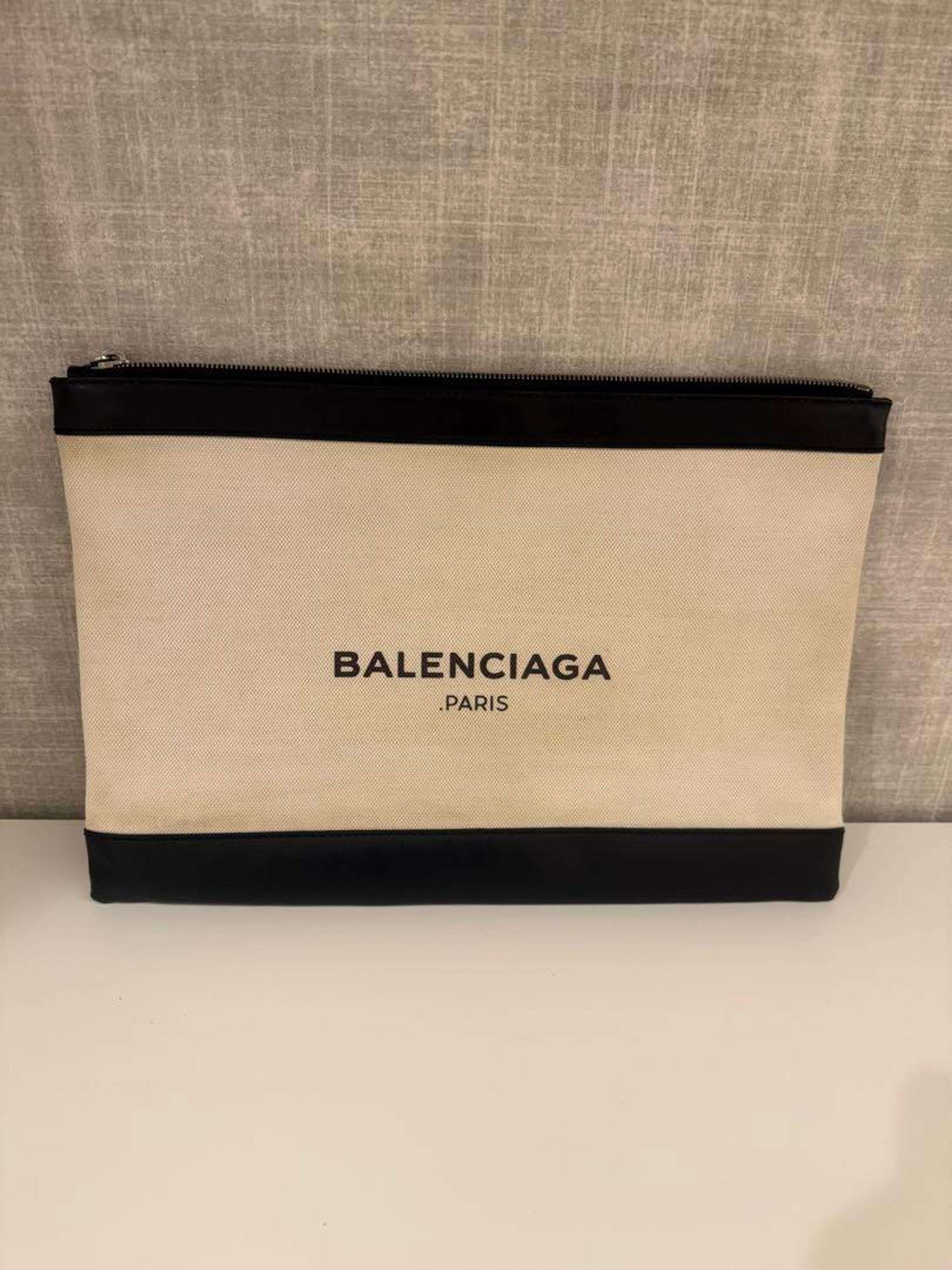 BALENCIAGA Clutch Bag Beige/Black