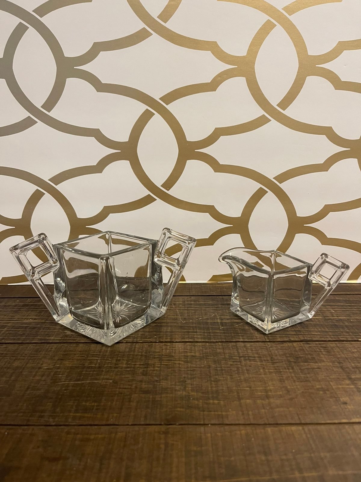 HEISEY Creamer and Sugar set Quator Clear