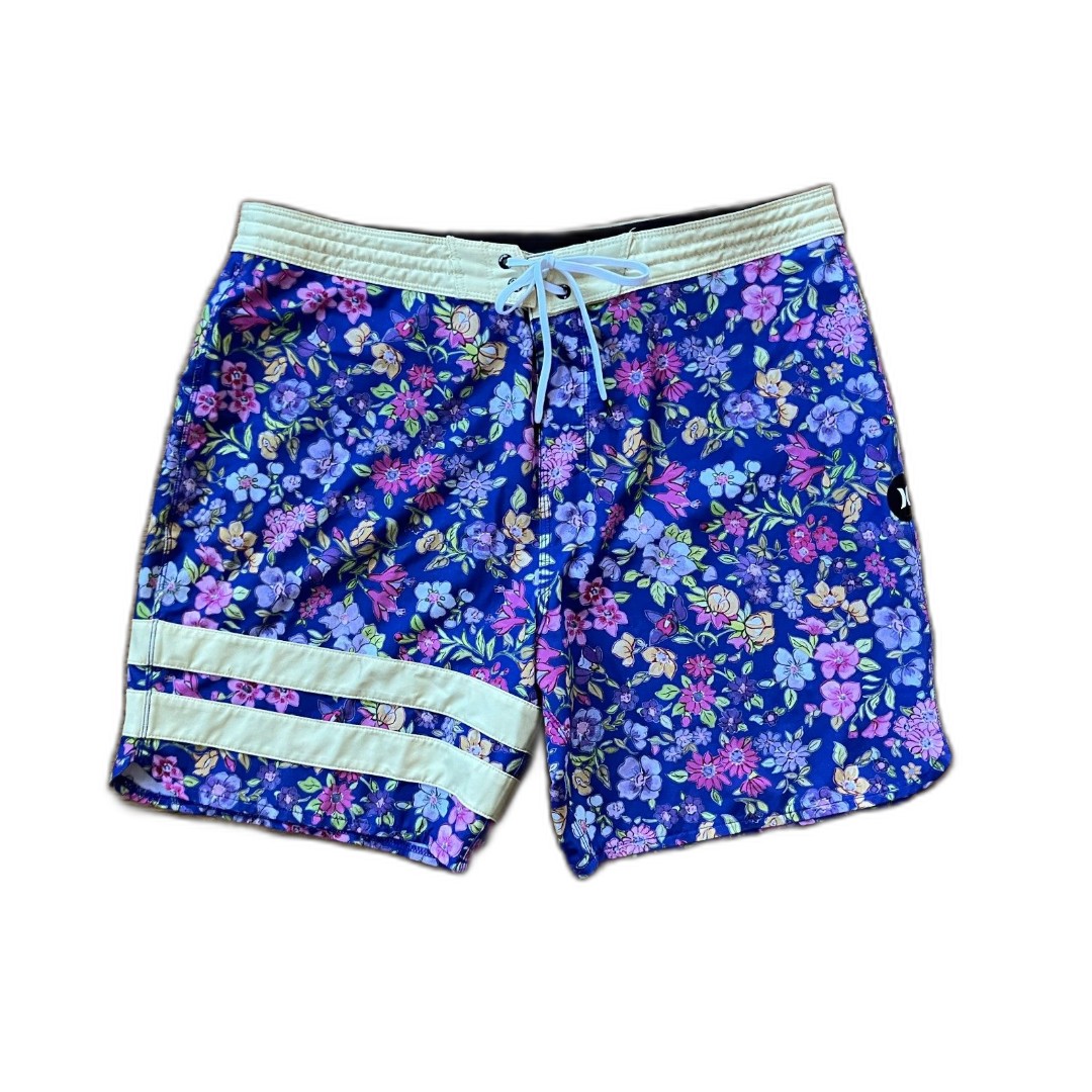 Rare Hurley x LoveShackFancy Blue Floral Swim Board Shorts Trunks Mens Size 36
