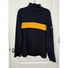 Vintage Ralph Lauren Polo Jeans Co. Navy Blue Yellow Sweater Turtleneck Mens L