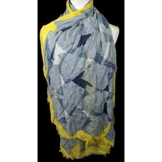 Vintage Diane Von Furstenberg Blue And Yellow Geometric Abstract Scarf