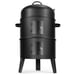 3-in-1 Portable Round Charcoal Smoker Vertical BBQ Grill Built-in Thermometer