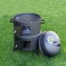 3-in-1 Portable Round Charcoal Smoker Vertical BBQ Grill Built-in Thermometer