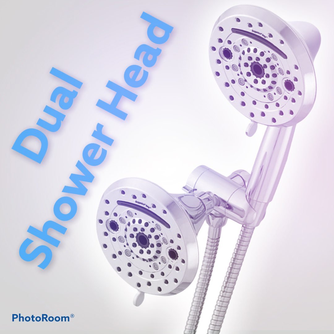 Dual shower head; chrome by oxygenics