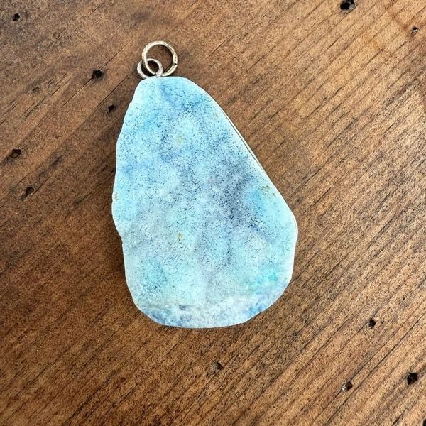 Large Raw Blue Larimar Necklace Pendant
