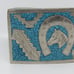 Vintage Alpaca Mexico Crushed Turquoise Inlay Horse Head Horseshoe Belt Buckle