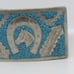 Vintage Alpaca Mexico Crushed Turquoise Inlay Horse Head Horseshoe Belt Buckle