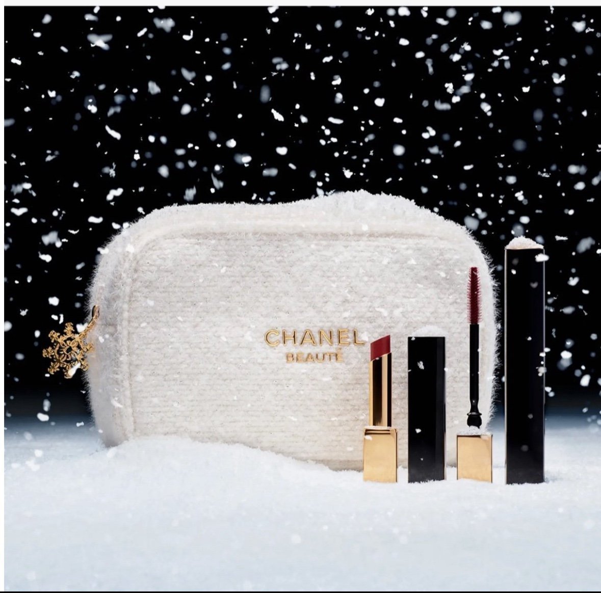 Chanel Holiday Gift Set Ultimate Allure with Holiday pouch, CC Snowflake zipper