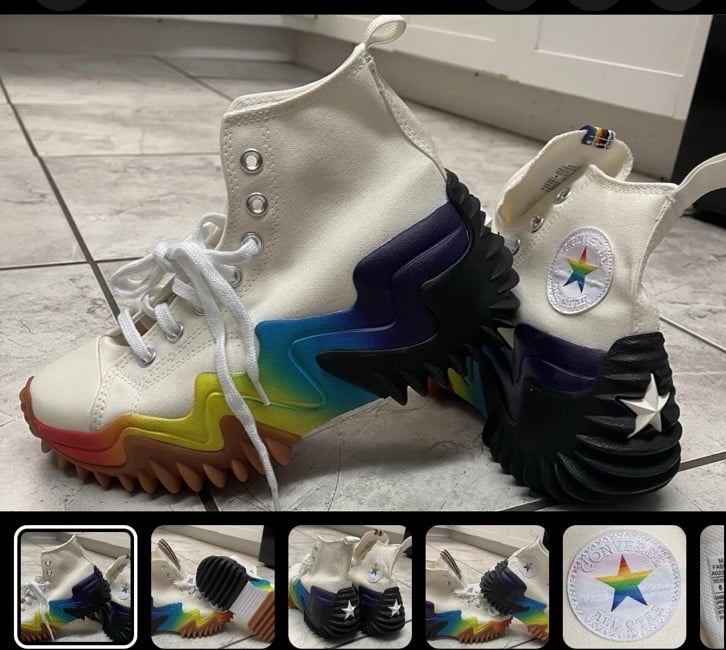 Brand new men’s or women’s pride high top converse tennis shoe