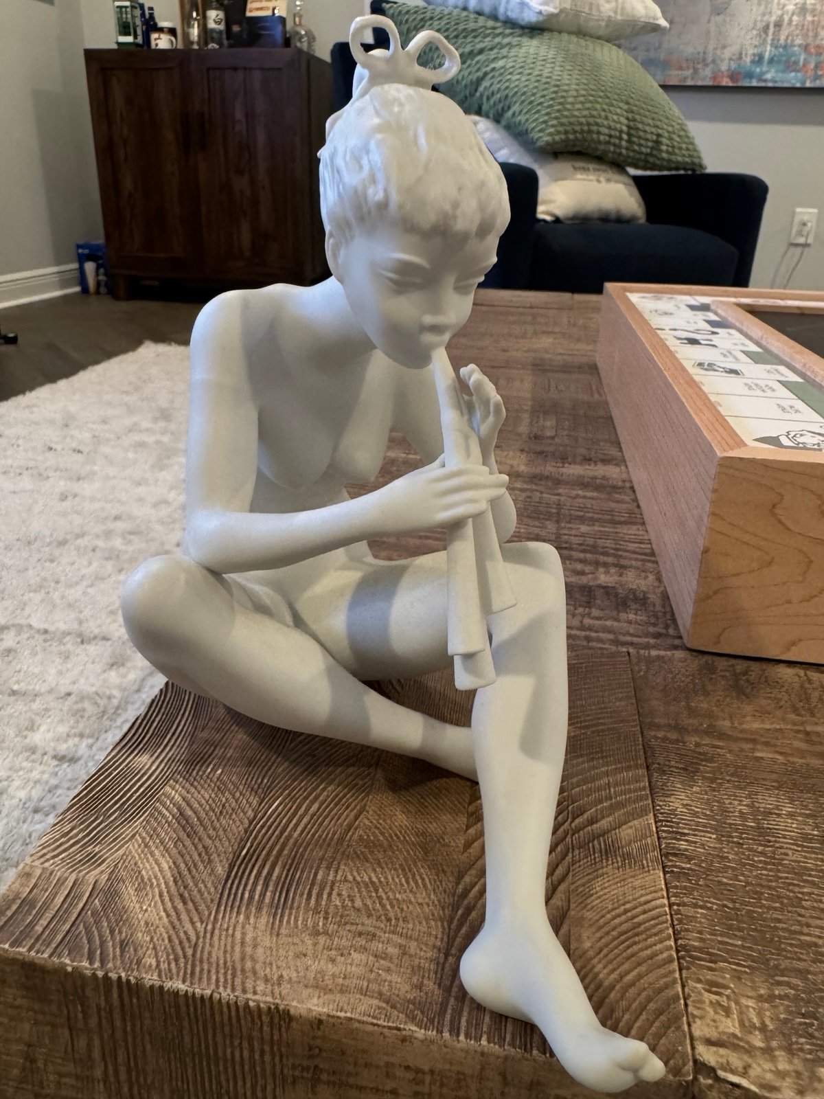 Vintage Kaiser Bisque White Porcelain Nude “Flute Player”