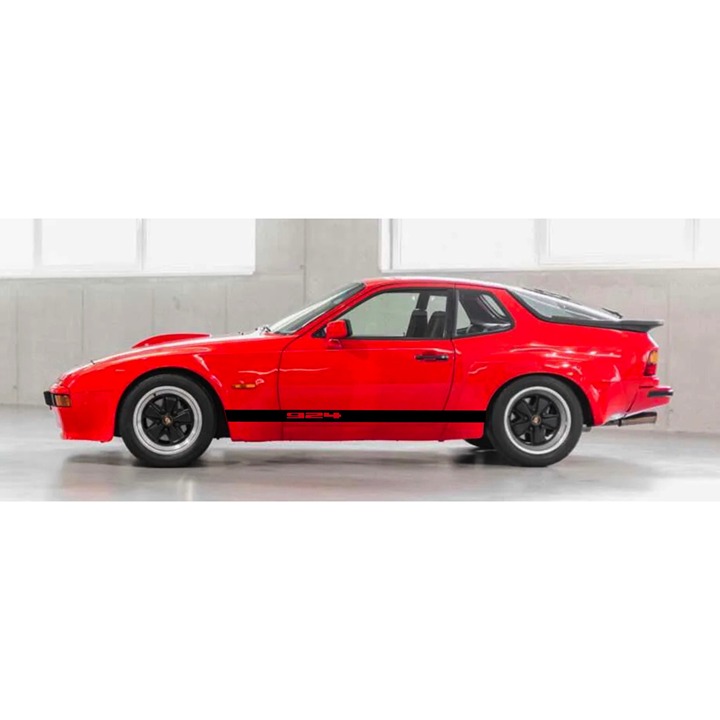 Custom Font 924 Triple Stripe Side Decals Set For Porsche 1976-1988 924 S