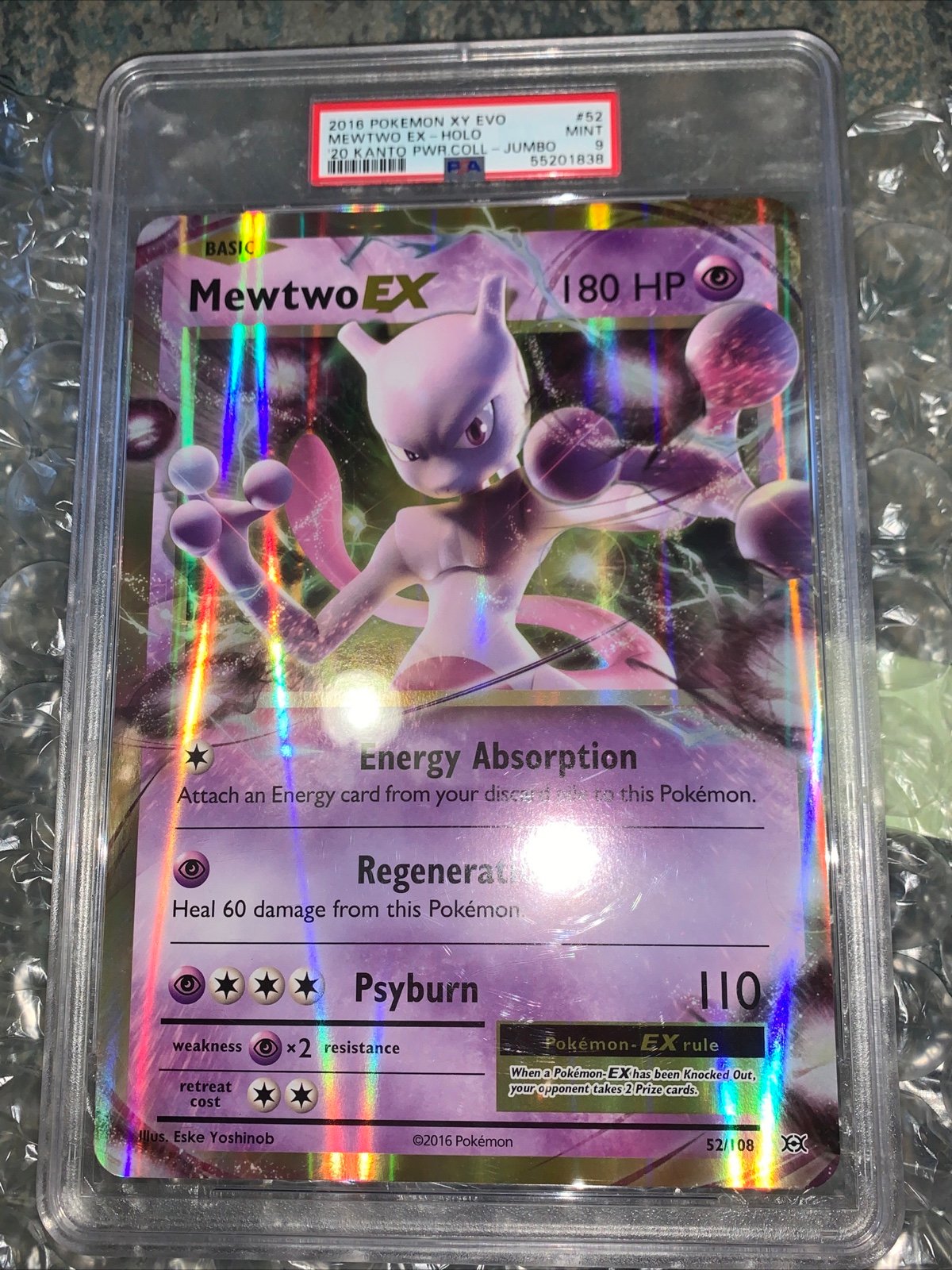 2016 Jumbo Psa 9 Graded Pokemon Mewtwo Xy Holo