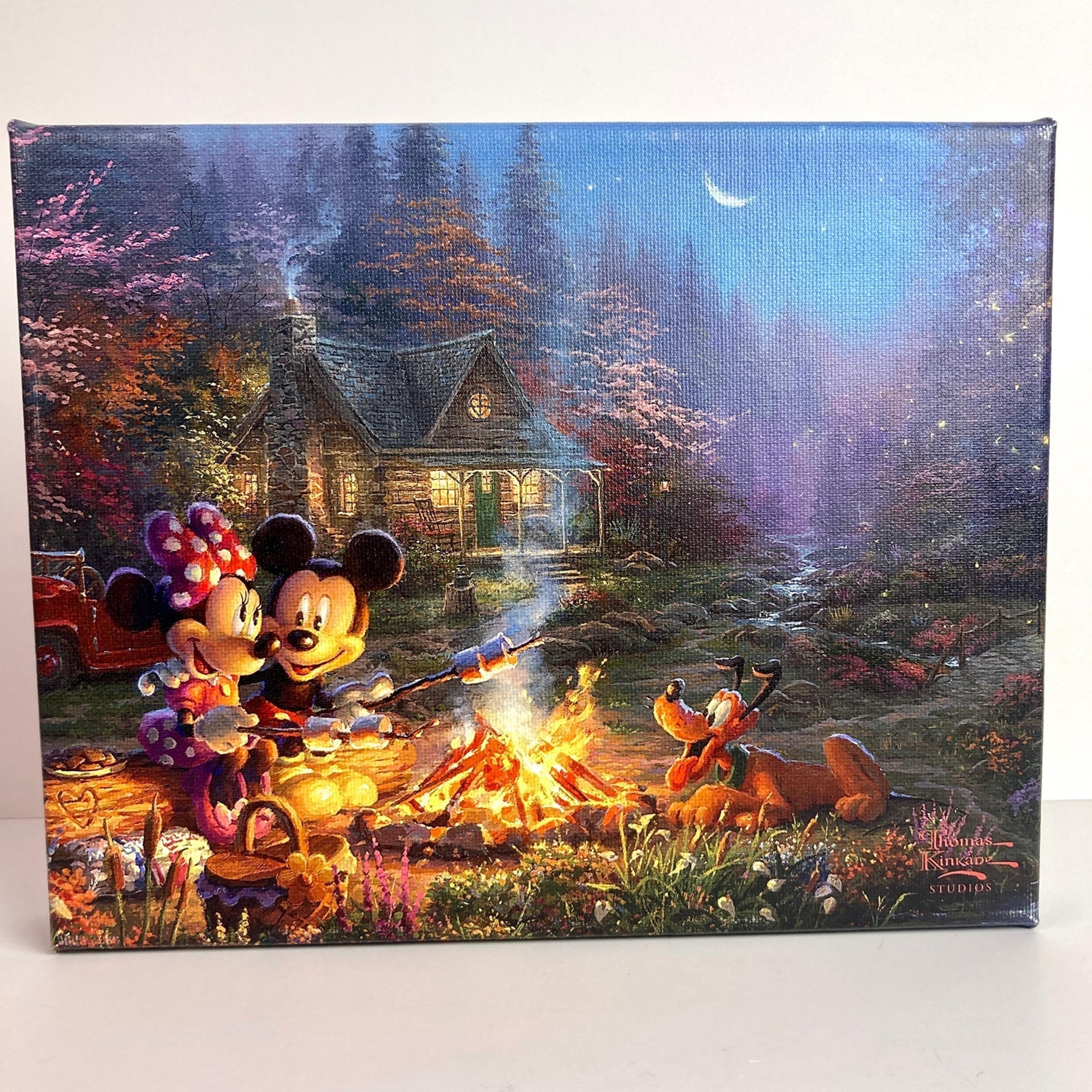 Disney x Thomas Kinkade wall art: “Mickey and Minnie Sweetheart Campfire” #88301