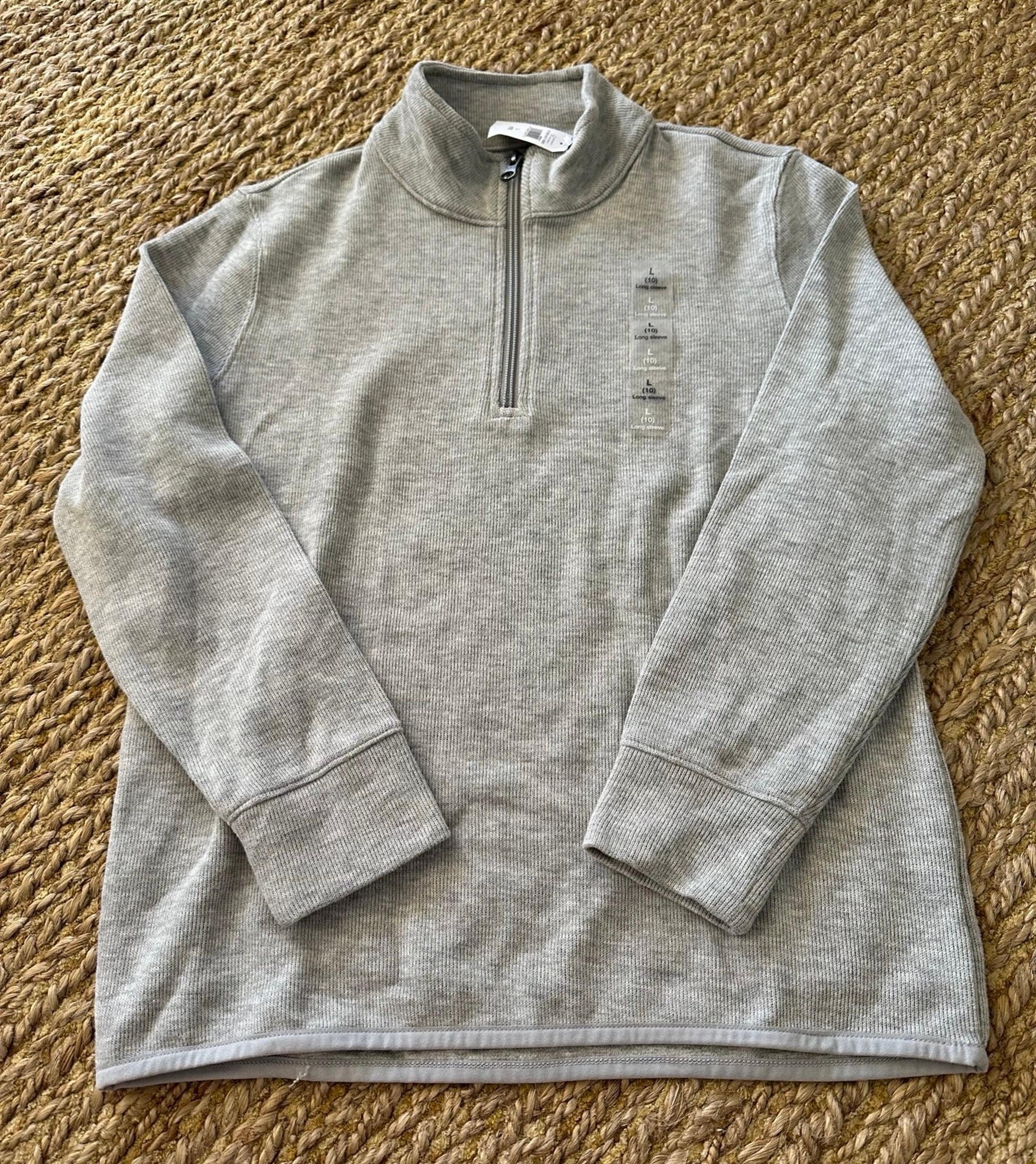 Gap Kids Boys Gray 1/4 Zip Long Sleeve Top Size Large (10) NEW