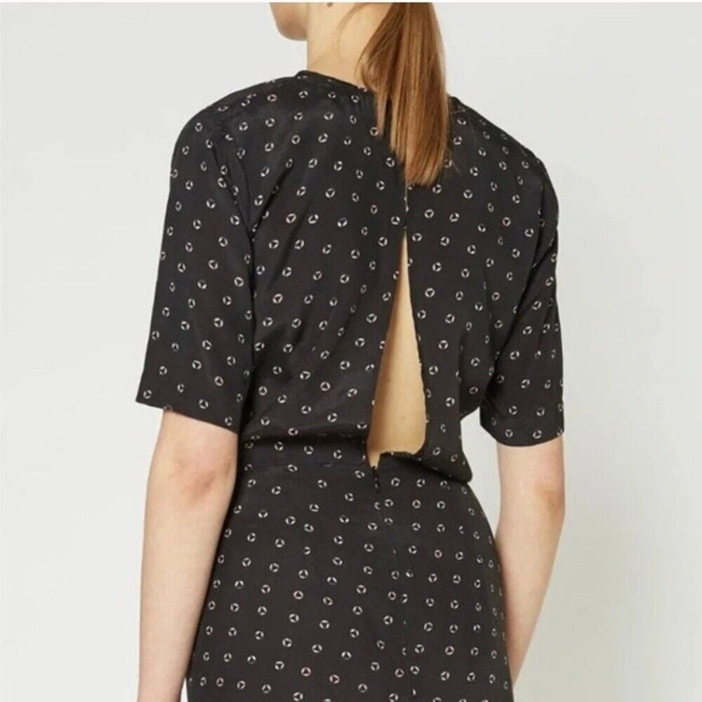 ISABEL MARANT bardeny black dress drapery floral open back Women's SIZE 38